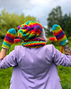 rękawiczki damskie Rękawiczki handmade ze sznureczkiem Tęcza 1