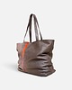 torby na ramię Shoper bag brązowa torba z pomarańczem 1