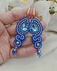 kolczyki soutache Długie kolczyki sutasz na wesele, niebieskie kolczyki kryształowe 1