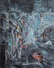 obrazy Obraz ręcznie malowany 50x70 Miasto abstrakcja uliczki+ rama 1