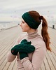 rękawiczki damskie Ciemnozielone rękawiczki wełniane z jednym palcem w warkocze 5