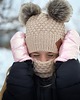 czapki dziecięce ZESTAW: bawełniana czapka dla dziecka z dwoma pomponami i komin Beżowy 6