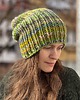 czapki damskie Czapka z merynosa 100% w paski zielony mix 1