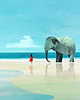 plakaty Egzotyczne wakacje - lazurowa plaża ze słoniem - plakat fine art 2