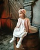 sukienki dla dziewczynki Sukienka wykończona satynową lamówką, BELLA, biała 1