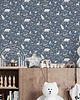 naklejki ścienne do pokoju dziecka TAPETA w rolce - FOREST ANIMALS BLUE 4