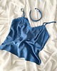 topy damskie Jedwabny top z koronką i regulowanymi ramiączkami Blue 2