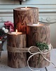 świeczniki i świece Zestaw 3 rustykalnych drewnianych świeczników 6