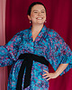 bluza bez kaptura damska Aksamitna BLUZA/ KIMONO domowe/marynarka, autorski print niebieska RAFA KORALOWA 3