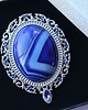 broszki UNIKAT - broszka kameliowa z agatem niebieskim 1