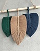 makramy Makrama Liście Zieleń Beż Granat Ozdoba Ścienna Boho 40 cm 3