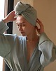 dodatki - łazienka - różne Muślinowy turban na włosy szałwia 1