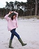 swetry damskie  Sweter handmade oversize  z wełną  pudrowy róż 2
