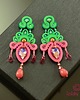 kolczyki soutache Różowo pistacjowe kandelabrowe kolczyki sutasz 3