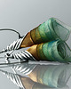kolczyki wire wrapping Srebrne kolczyki koła z tkaniną mięta złoto 3