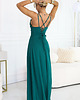 sukienki maxi damskie 589-6 Sukienka maxi na ramiączkach z gorsetowym wiązaniem - zielona 2
