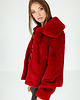 kurtki damskie Czerwona Kurtka Futerko Damskie z Kołnierzem 1