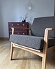 fotele Fotel drewniany, tapicerka boucle, po renowacji 3