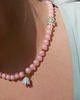 chokery Różowy naszyjnik choker z koralików z kwiatem 2