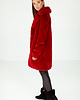 płaszcze damskie Czerwony Płaszcz ze Sztucznego Futra 1