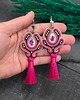 kolczyki soutache Kolczyki sutasz z chwostami kolorowe różowe długie na wiosnę Caro 1