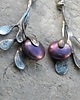 kolczyki wire wrapping Fioletowe perły -  gałązki  - kolczyki 3