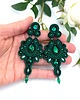 kolczyki soutache Kolczyki sutasz zielone "Magnolia" długie eleganckie w formie kwiatu 1