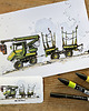 obrazy i plakaty do pokoju dziecięcego Maszyny leśne John Deere - kombajn A3 lub A4 1