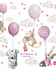naklejki ścienne do pokoju dziecka KRÓLICZEK, MYSZKI, KOALA RÓŻOWE BALONY DK106 -  NAKLEJKA NA  ŚCIANĘ 1