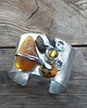bransoletki wire wrapping Surowe bursztyny ze złotym akcentem -  bransoleta mankiet CUFF 2