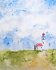 obrazy WYPRZEDAŻ OBRAZÓW! Akwarela Latarnia morska oryginalny obraz A5 21x15 cm 1