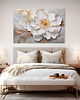grafiki i ilustracje Obraz na płótnie - KWIAT GLAMOUR BIAŁY ZŁOTY - 120x80 cm (107701) 3
