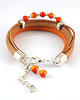 bransoletki - inne Bransoletka - Orange - rzemienie, koraliki 2