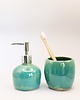 mydelniczki Zestaw łazienkowy akcesoria Dozownik na mydło Mydelniczka, turkusowa łazienka 1