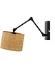 kinkiety Kinkiet z regulowanym ramieniem do czytania z rattanowym kloszem TULON BOHO 2