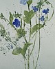 obrazy WYPRZEDAŻ SZTUKI! Akwarela Kwiaty oryginalny obraz niebieski papier 10,5x22 cm 1