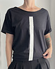 t-shirt damskie Kreska biała na czarnym Oversize 2