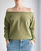 bluza bez kaptura damska Oliwkowa bluza oversize z ciętym dekoltem ze ściągaczami 1