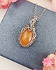 wisiory Naszyjnik Jadeit Pomarańczowy stal chirurgiczna wisiorek handmade wirewrapping 1
