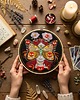 Ozdoby na ścianę Madame Butterfly black, haft w tamborku 20 cm 6