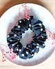 gumki do włosów Scrunchie gumka do włosów jedwabna Dottie black czarna groszki kropki S,M,L 1