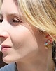 kolczyki pozłacane Złote kolczyki kółka Gardenia z kwarcem różowym i zielonym 1