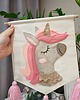 pokój dziecka - różne Flaga ścienna handmade ,jednorożec z falującą różową grzywą, proporczyk 1