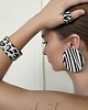 kolczyki - inne Kolczyki BIG SUN  skóra naturalna zwierzecy print zebra czarne biale 2