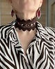 chokery Czekoladowy brązowy koronkowy choker szydełkowy z pazurem 2