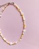 chokery Żółto-biały naszyjnik choker kwiatki stokrotki perły koral 1