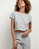 topy damskie Top z lnem z krótkim rękawem T401, grey melange 2