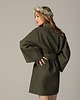sukienki midi damskie Kimono lniane butelkowa zieleń 2
