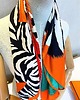 szale damskie SZAL SZALIK jedwab Apaszka jedwabna ZEBRA POMARAŃCZOWA 4