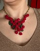 komplet biżuterii Komplet biżuterii z malinami, naszyjnik i kolczyki, biżuteria owocowa 6